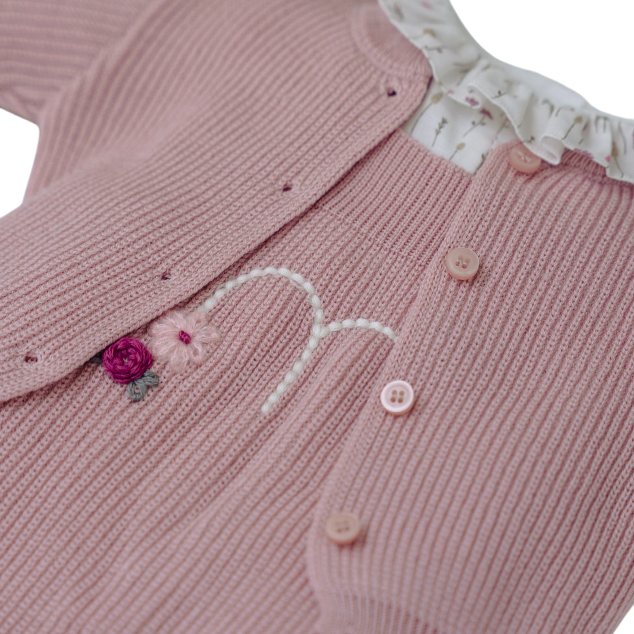 Completo Nascita Neonata Lana Vergine 100% Rosa Marsala IN1431/R