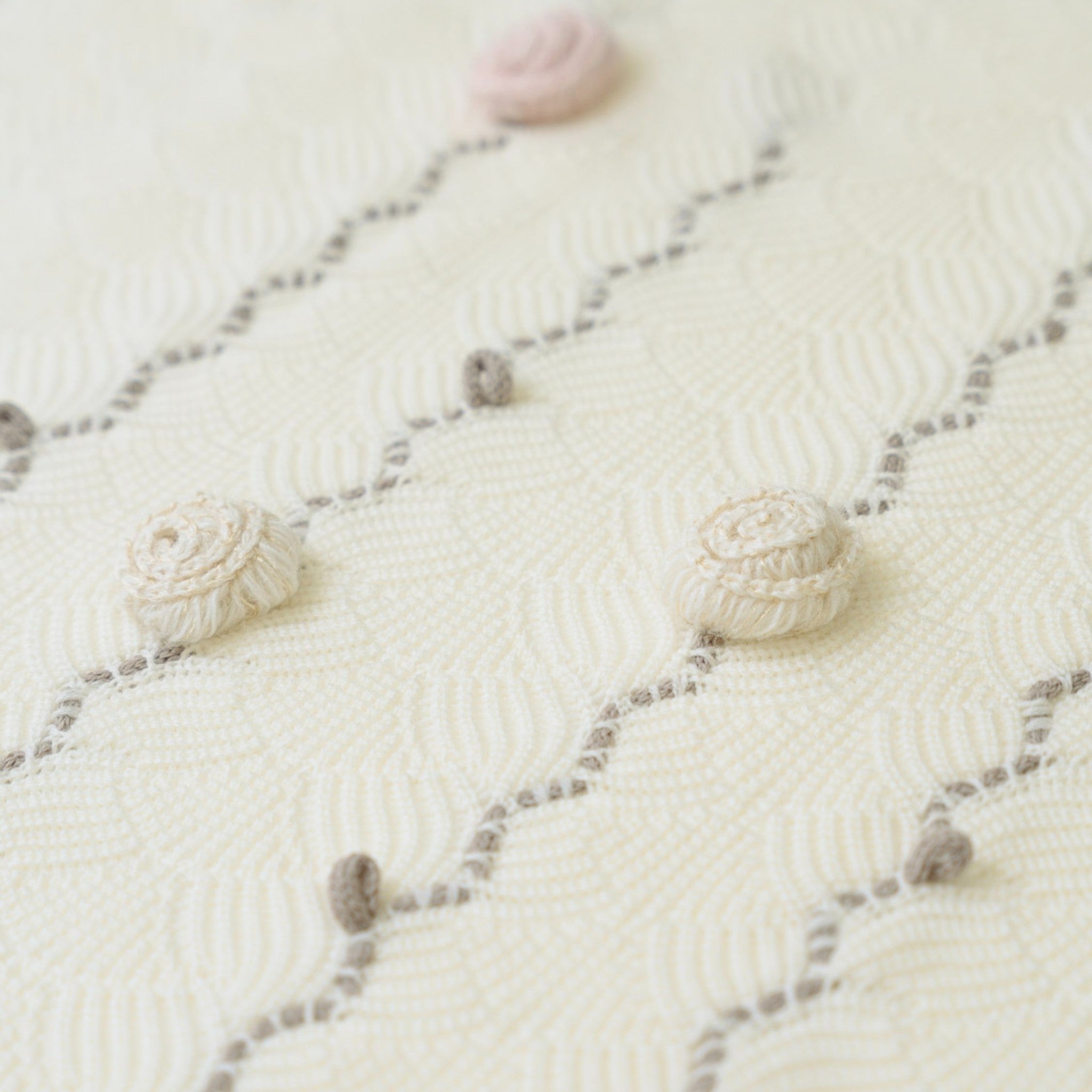 Copertina Neonata Lana Vergine 100% Vaniglia Fiori Rosa IN2580