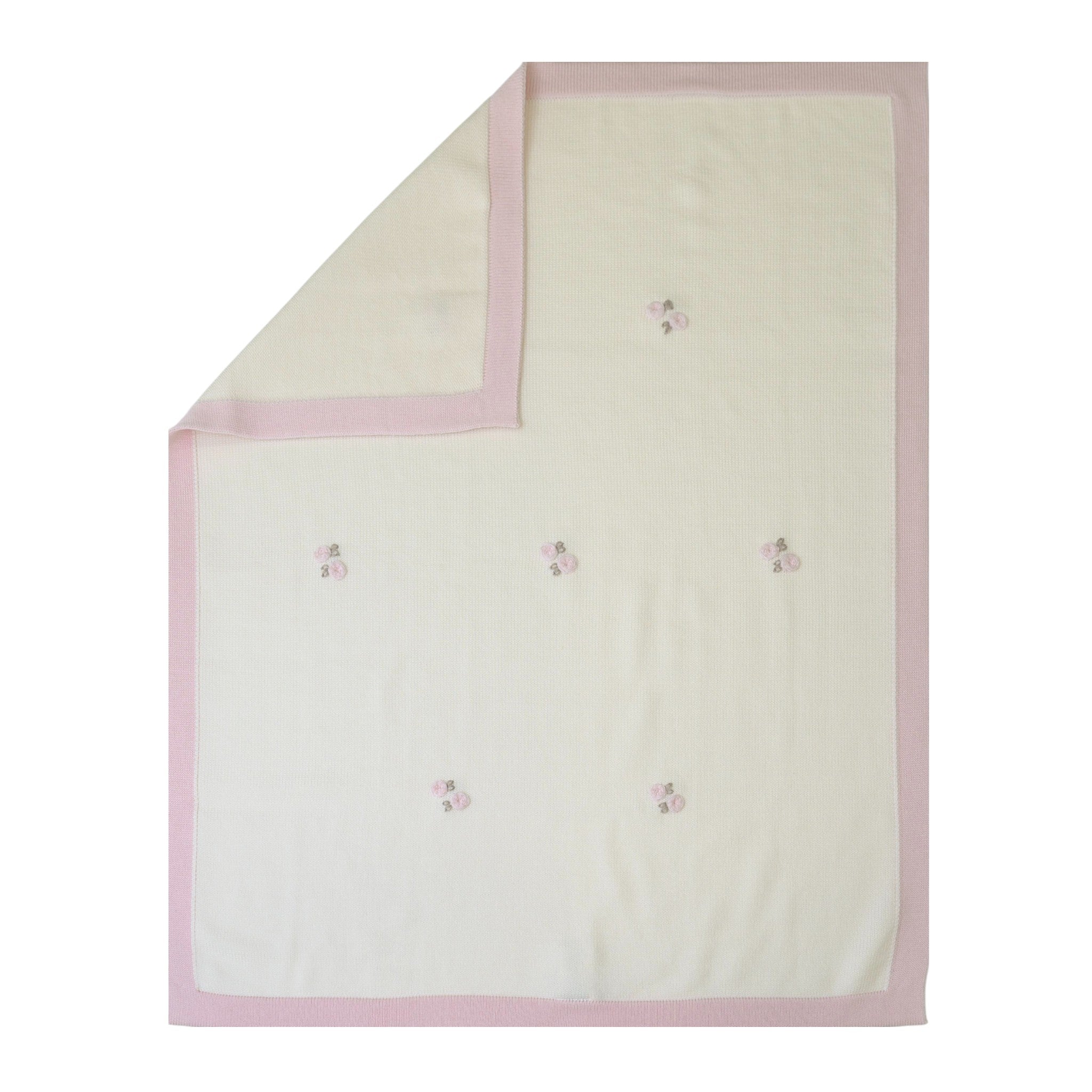 Copertina Neonata Lana Vergine 100% Vaniglia Rosa IN1080/R