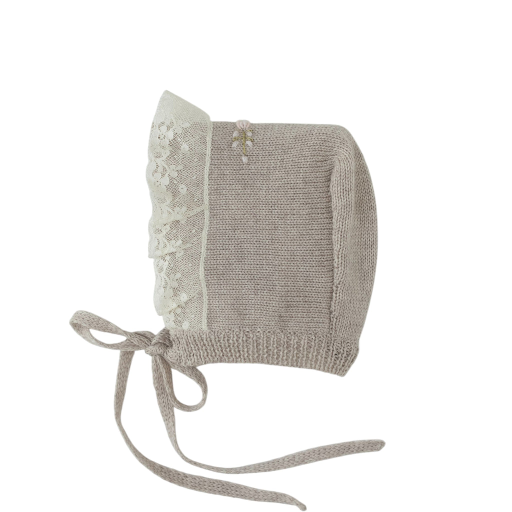 Cappellino Pura Lana Ricamo Fiori Rococò CLAUDIA - Piccola Giuggiola CLAUDIA/CU-T