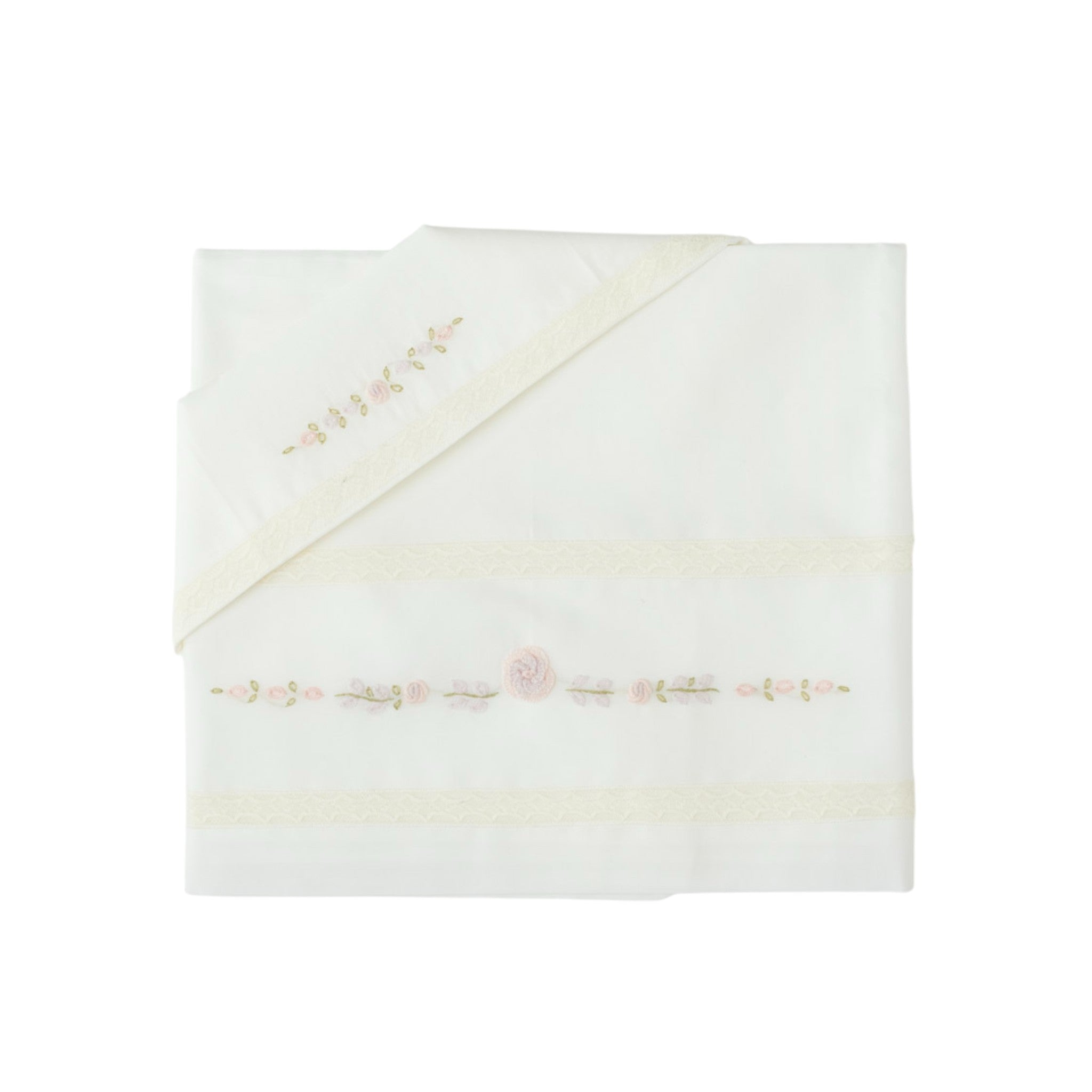 Lenzuolino Batista Cotone Ricamo Fiori Rococò CLAUDIA - Piccola Giuggiola CLAUDIA/LN