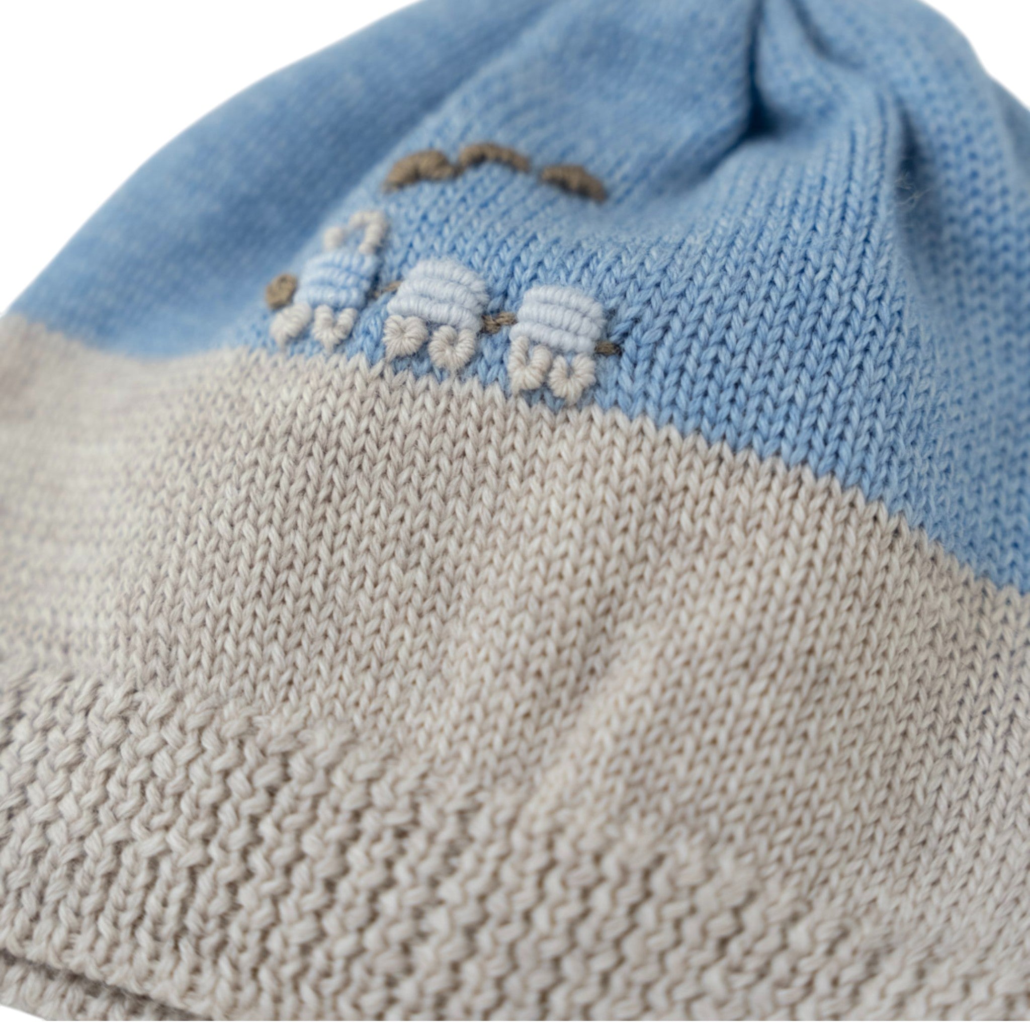 Cuffia Neonato Lana Ricamo Trenino BENNY - Piccola Giuggiola BENNY-CU