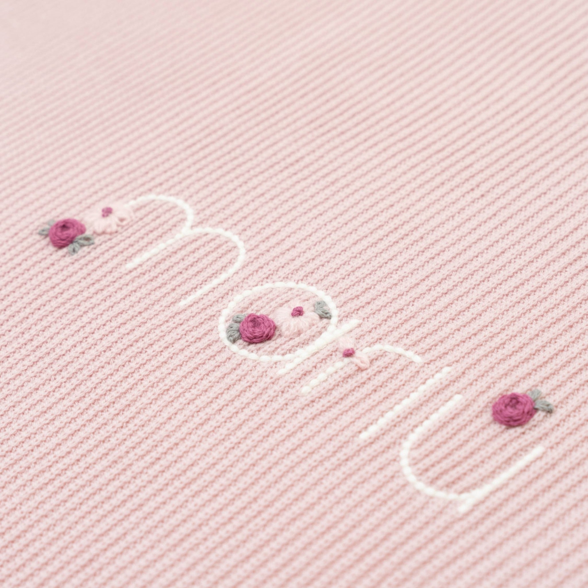 Copertina Neonata Lana Vergine 100% Rosa Marsala Fiori IN1480/R