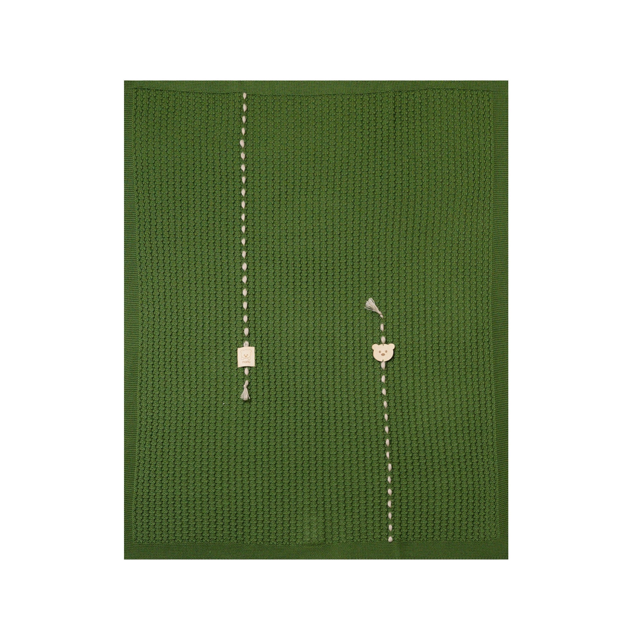 Copertina Neonato Lana Vergine 100% Verde Oliva Tortora IN6280