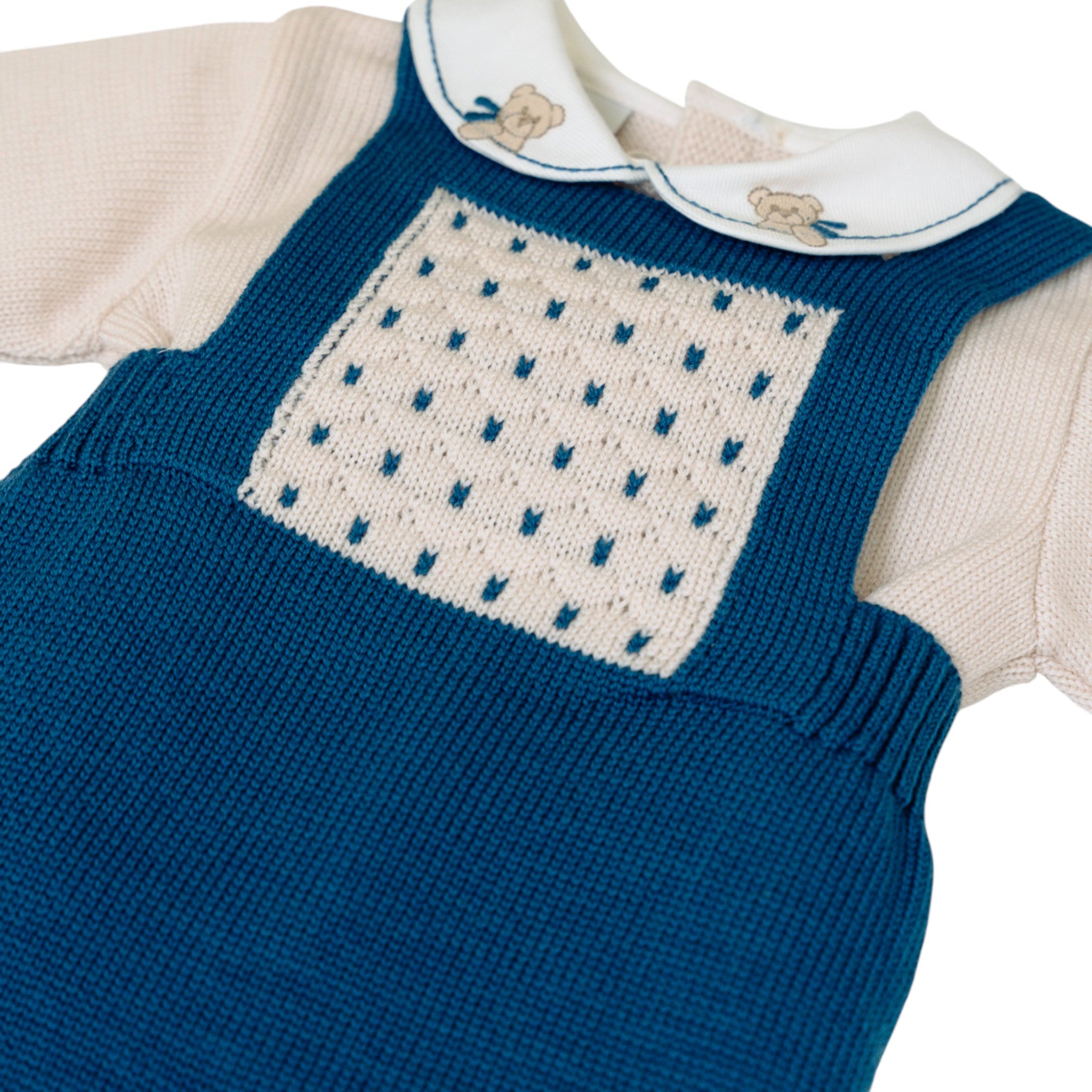 Completo Nascita Neonato Lana Vergine 100% Natural Zaffiro IN5030