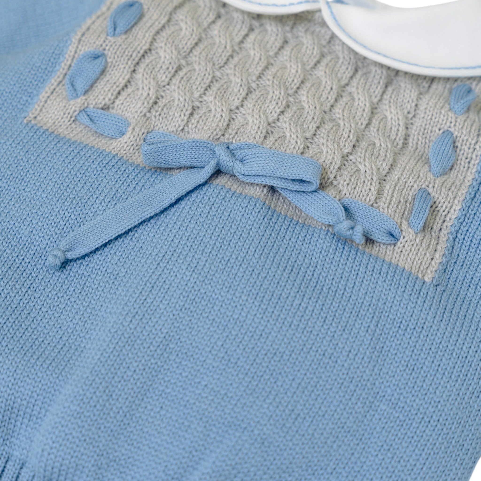 Completo Nascita Neonato Lana Vergine 100% Cielo Polvere Grigio Melange IN6850/C