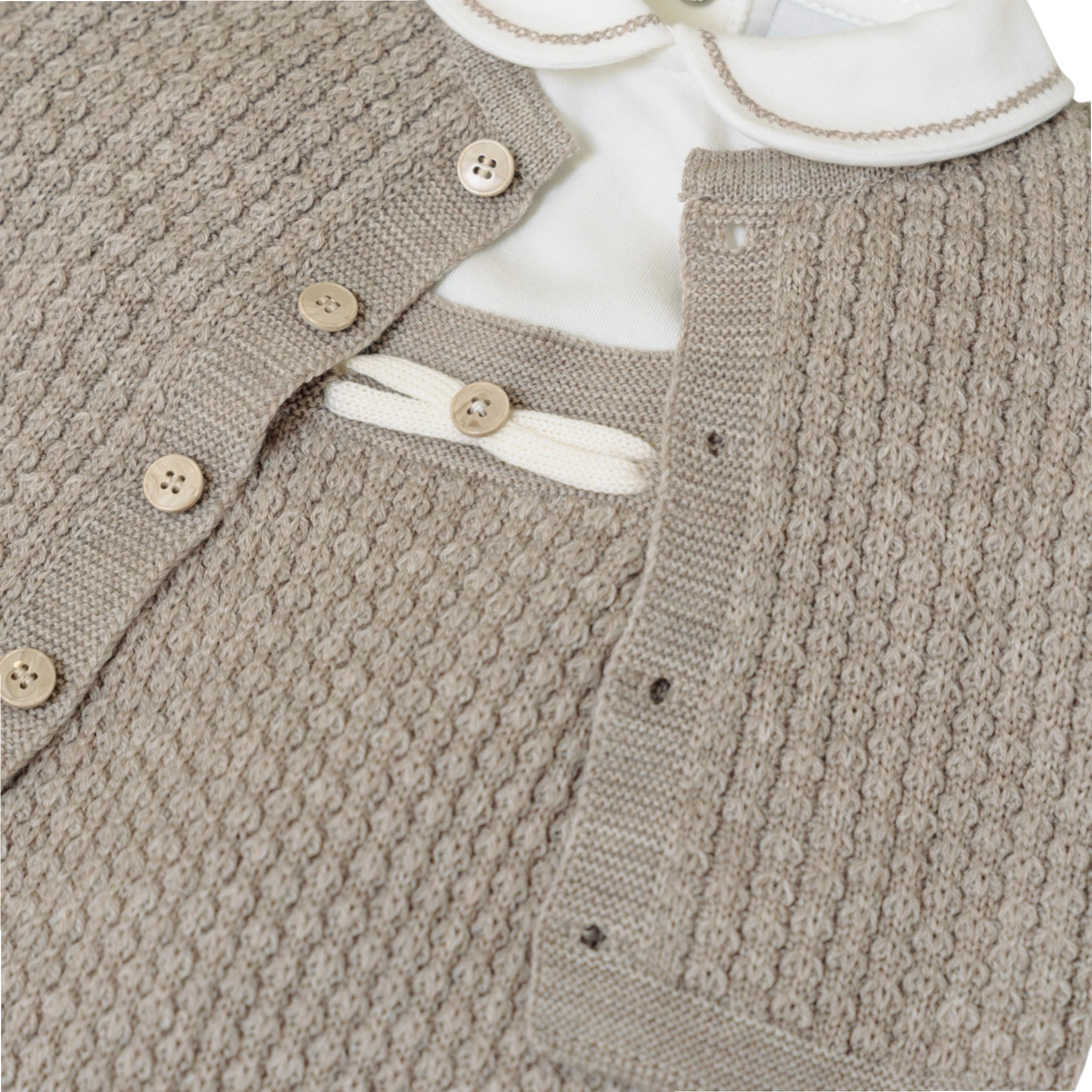 100% Virgin Wool Newborn Baby Set, Tortora Color IN6331