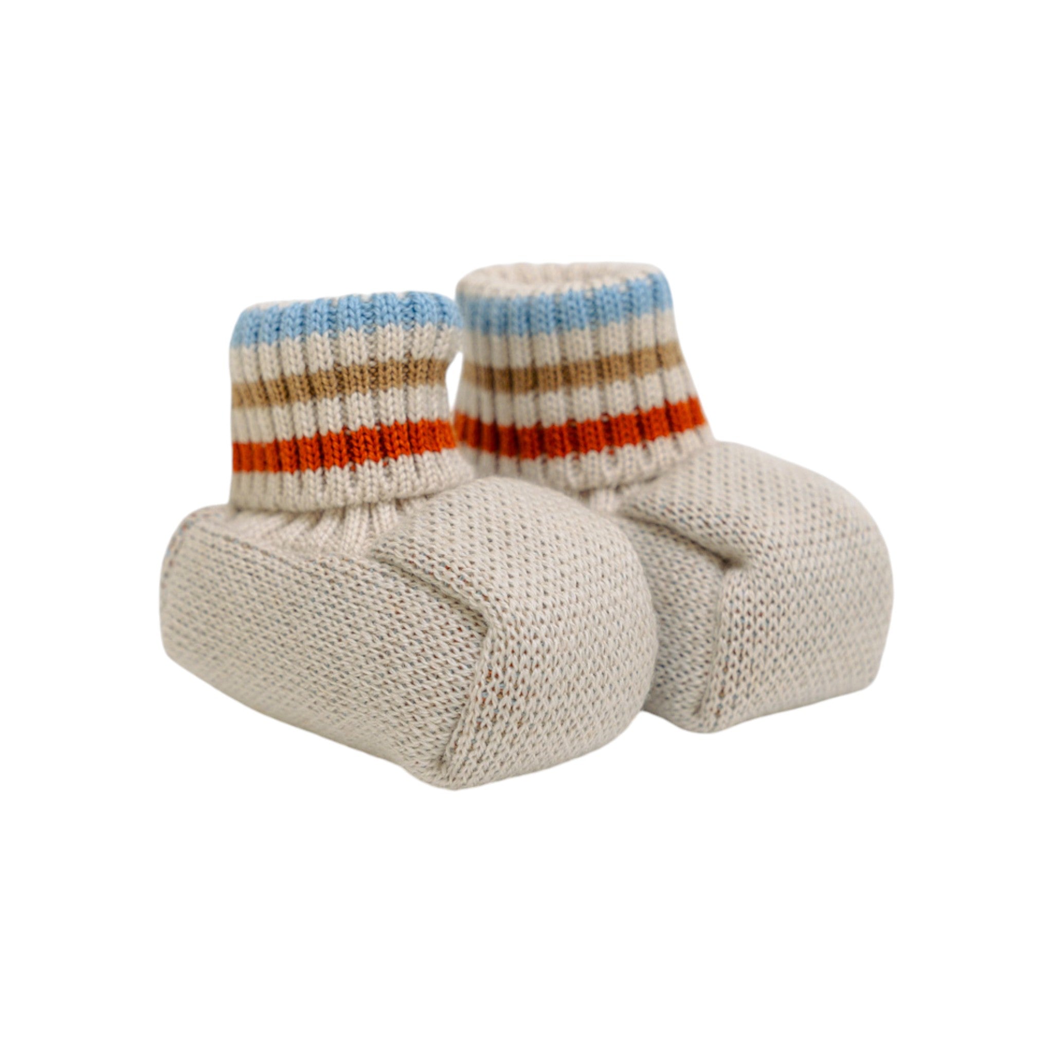 100% Virgin Wool Baby Booties, Dove Grey/Sky Blue IN51S/C