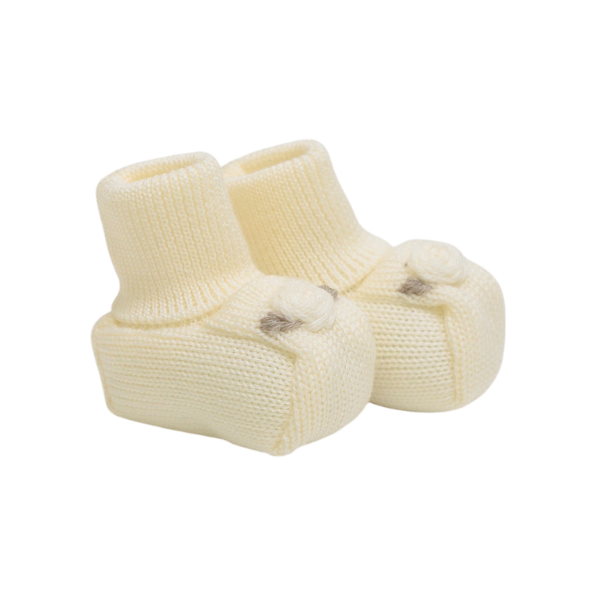Baby Booties, 100% Virgin Wool, Vanilla/Tortora IN24S/V