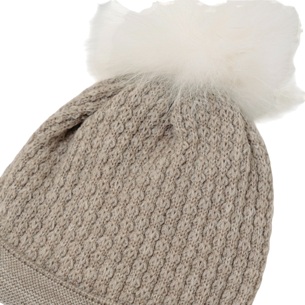 100% Virgin Wool Baby Hat, Tortora Color, IN6371