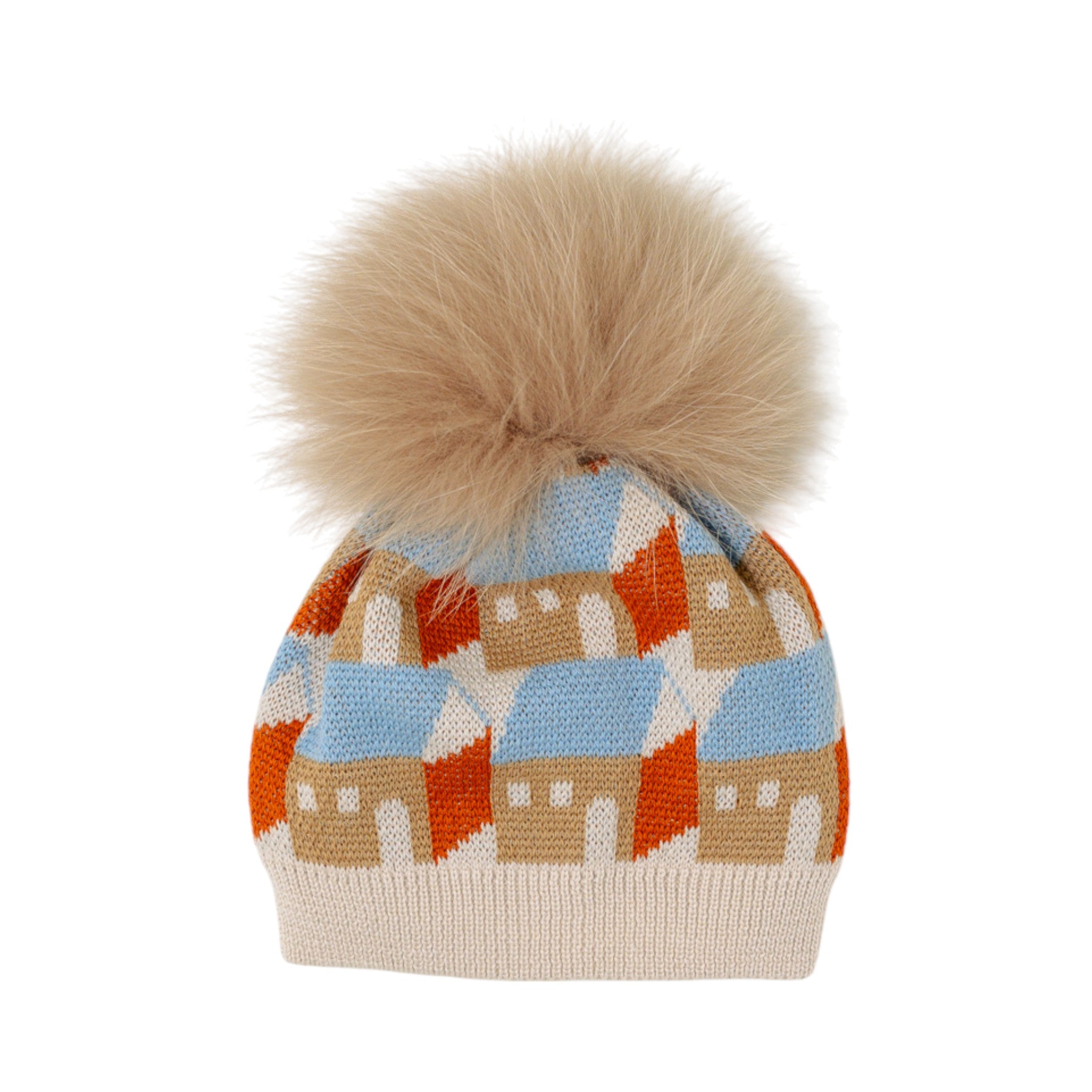 Cuffia Neonato Lana Vergine 100% Tortora Cielo Polvere IN5171/C