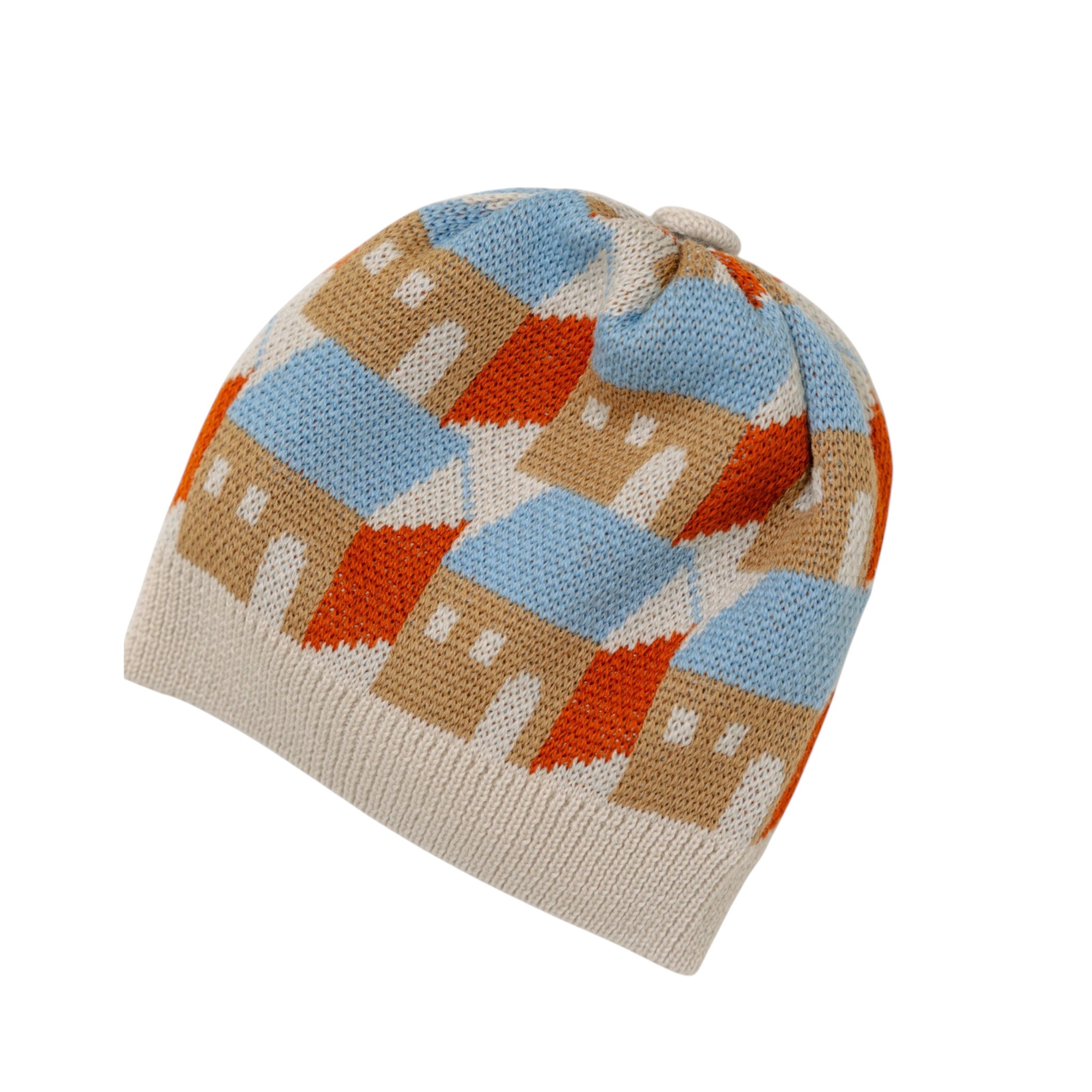 100% Virgin Wool Baby Hat, Dove Grey/Sky Blue IN5171BT/C