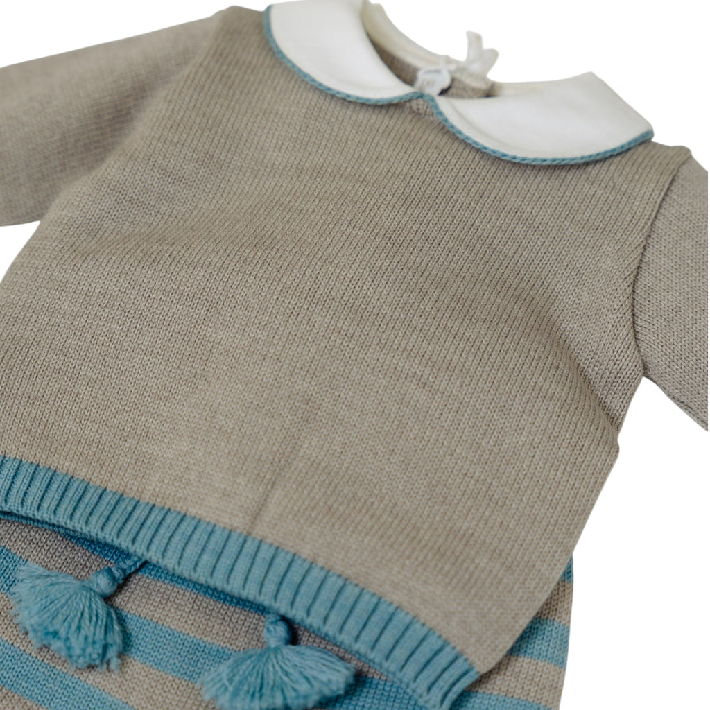Baby Boy's Green Striped Pure Wool Newborn Set BABY LORD 523
