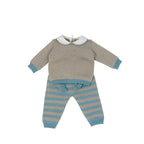 Baby Boy's Green Striped Pure Wool Newborn Set BABY LORD 523