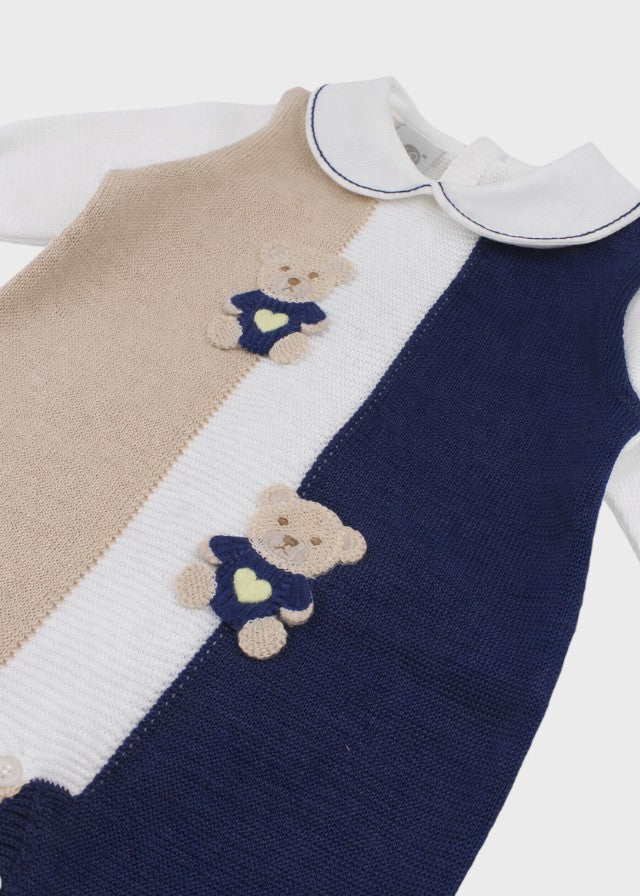 Blue Embroidered Teddy Onesie EK6010