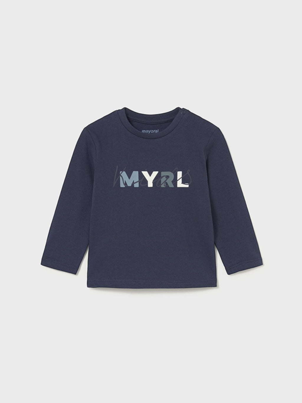 Basic long-sleeved T-shirt for boys, blue, size 108/34