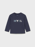 Basic long-sleeved T-shirt for boys, blue, size 108/34