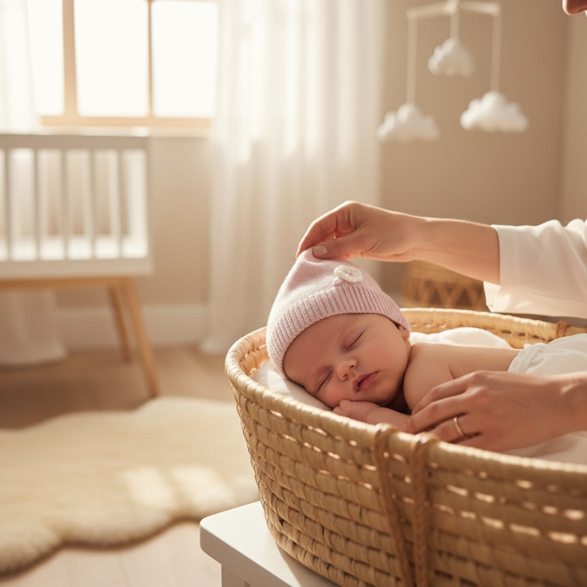 Cuffia Neonata Rosa Flower 7785