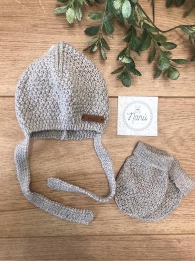 Merino wool micro-relief beanie set, SAMPLE 50.834.028