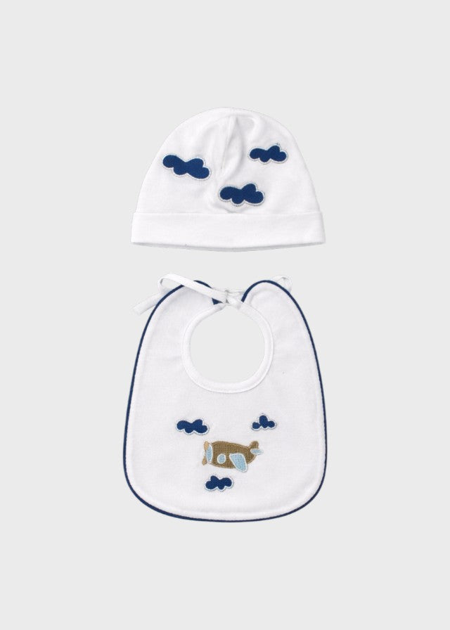 Set Bavetta Cuffia Ricamo Aereoplanino LR1204