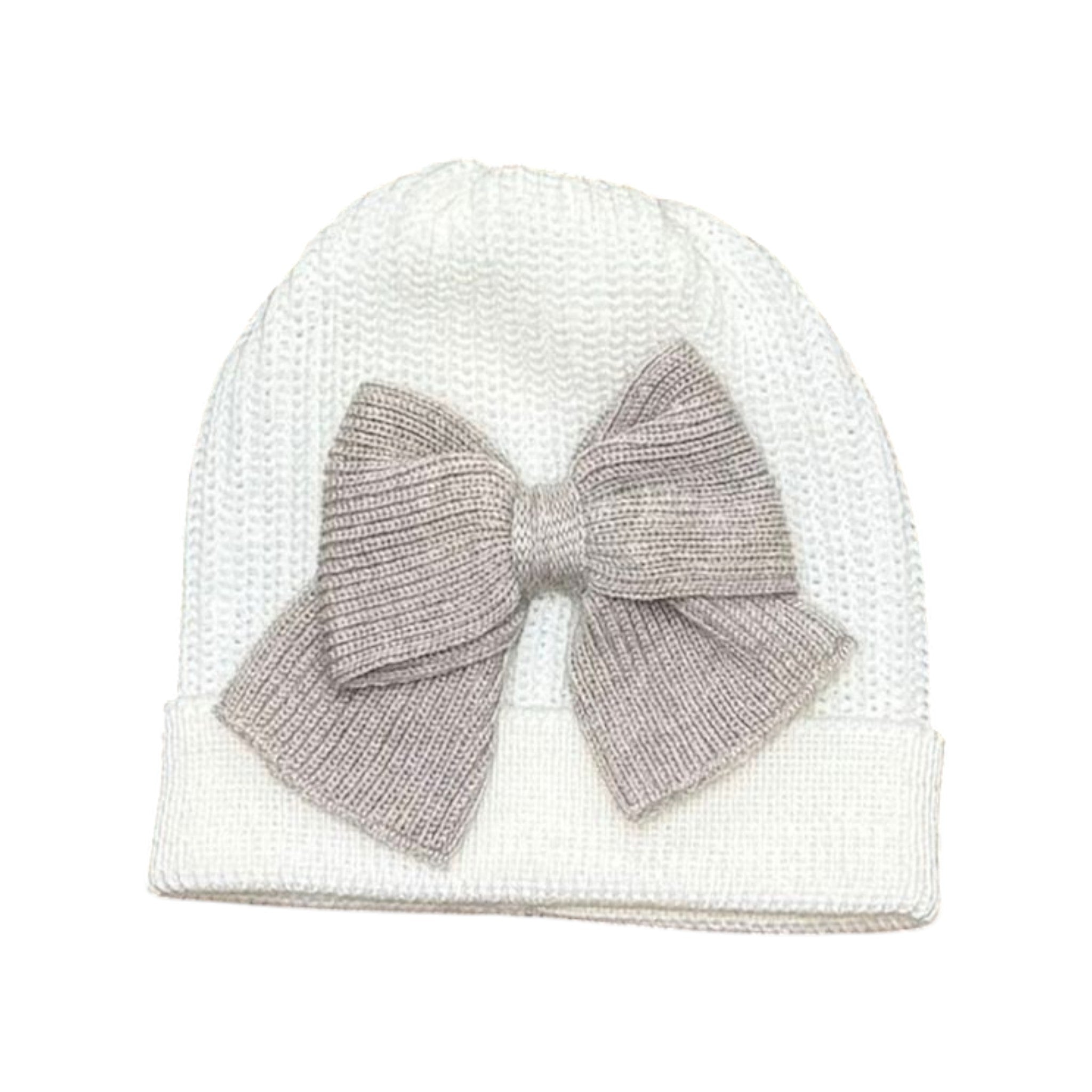 Baby Girl Bow Hat, Cream, PANNA FIOCCHI/640