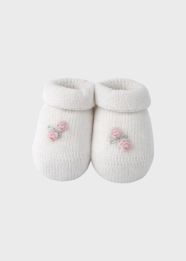 Cotton Slippers Roses White 761