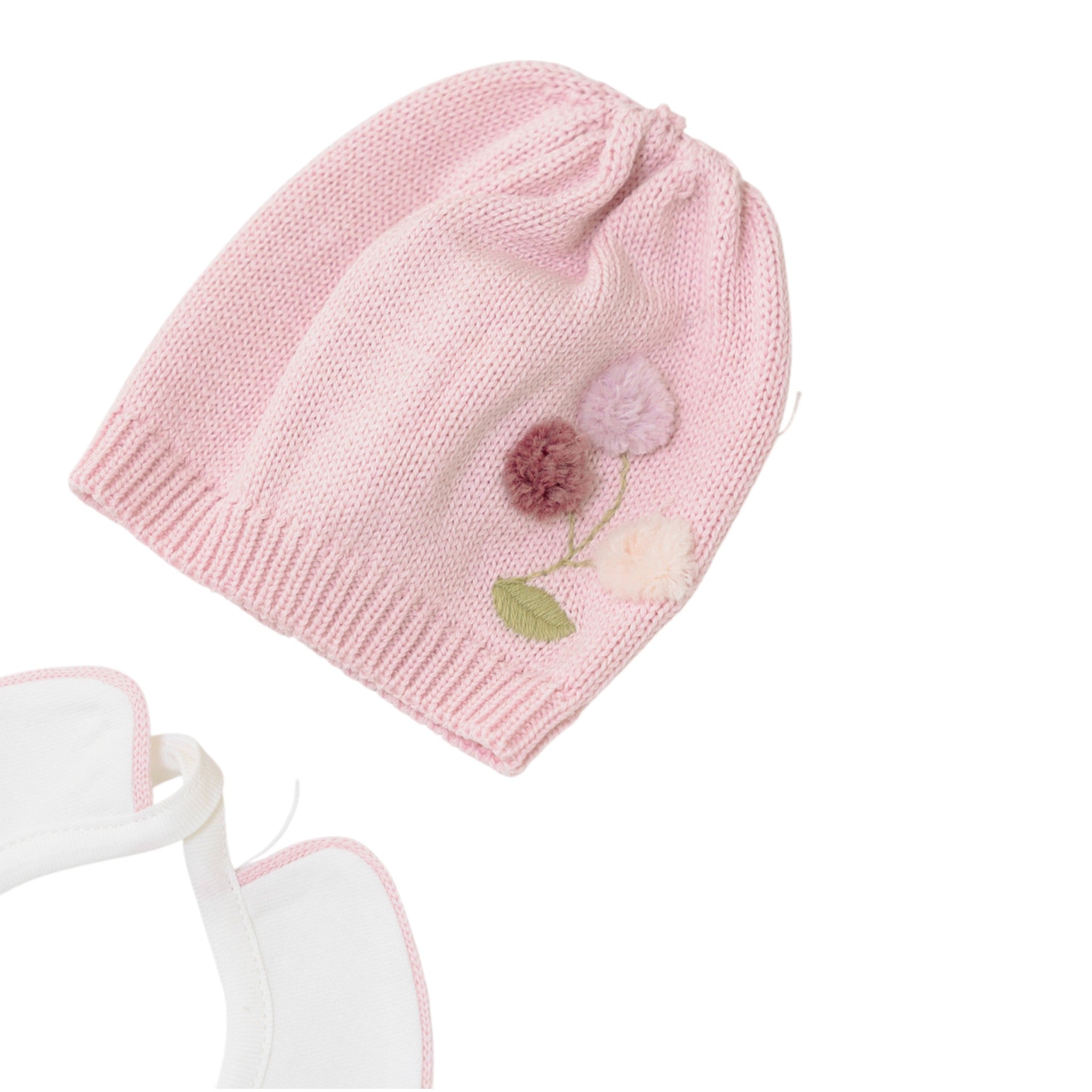 Set Cuffia Bavetta Neonata Ciniglia Rosa SARTORIA DEI PICCOLI (cod. LR1107)