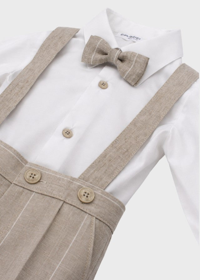 Beige Striped Trousers Set