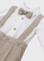 Beige Striped Trousers Set