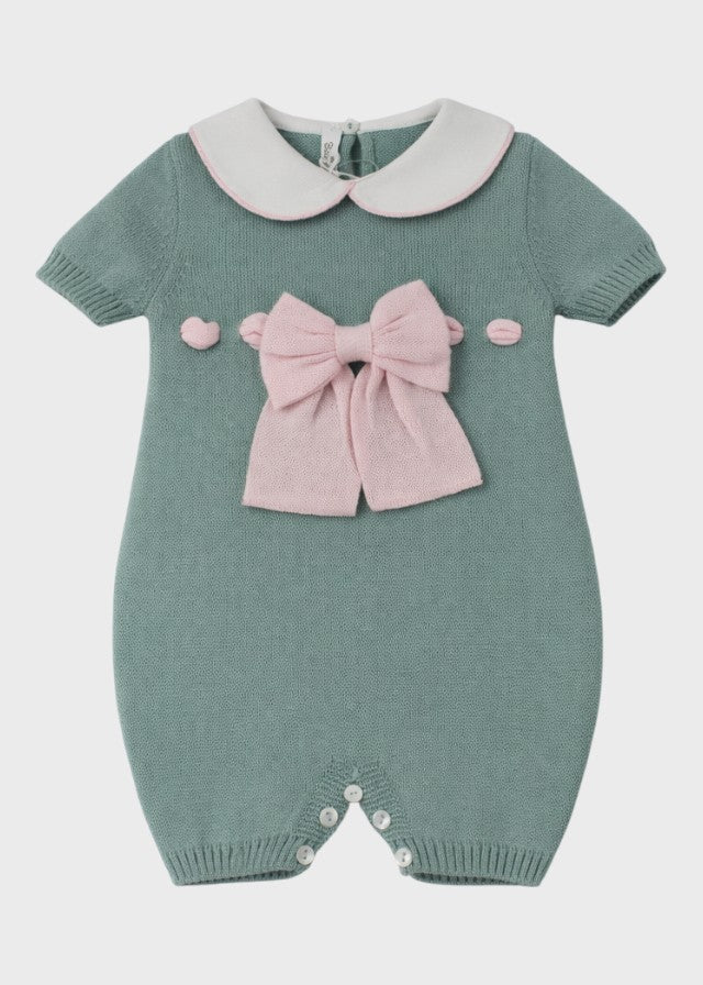 Green Bow Cotton Romper 355/V