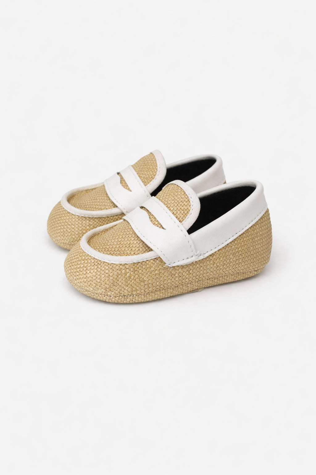 Beige Leather Raffia Moccasin SM39157/T29