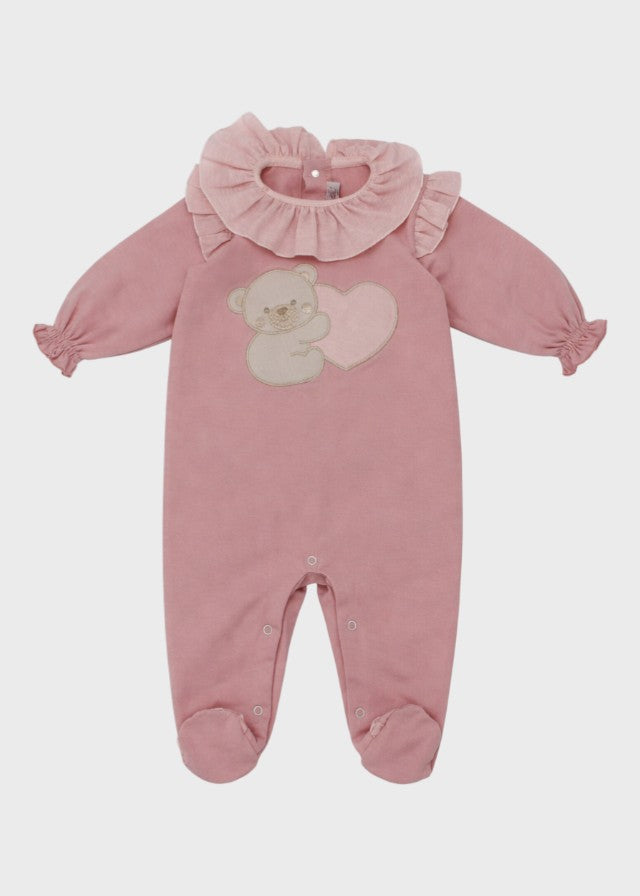 Tutina Colletto Volant Orsetto Rosa LT1210