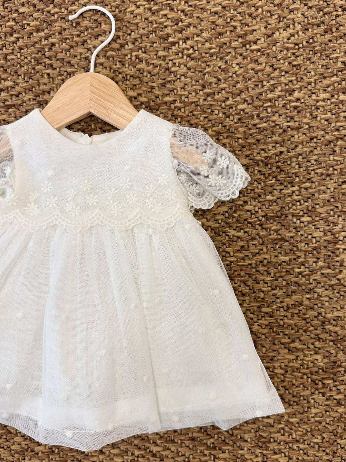 Ecru Embroidered Dress for Girls 1826/E