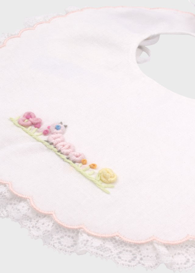 White Embroidered Birth Bib HUNKAR/BAV