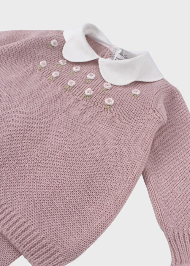 TERESA Pink Embroidered Flower Birth Set