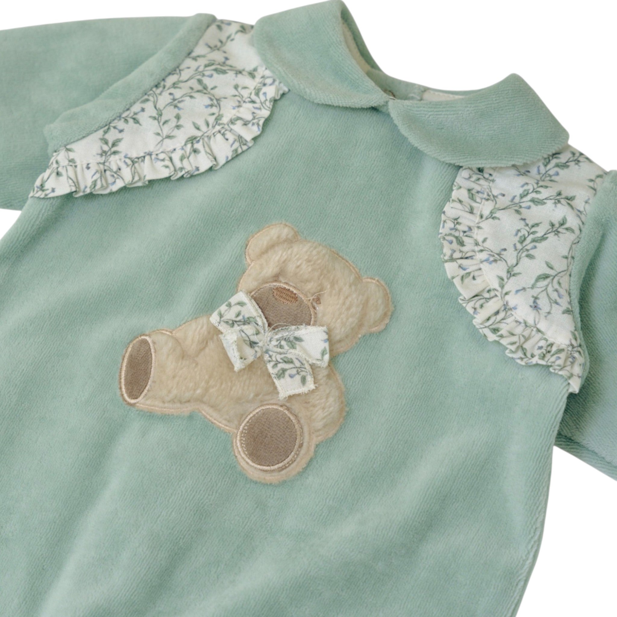 Tutina Neonata Ciniglia Verde SARTORIA DEI PICCOLI (cod. LT1102)
