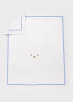 Copertina neonato cotone smacchinato bianco cielo polvere 70x90cm Made Italy MARLÙ