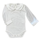 Baby girl's white bodysuit with collar GG43I