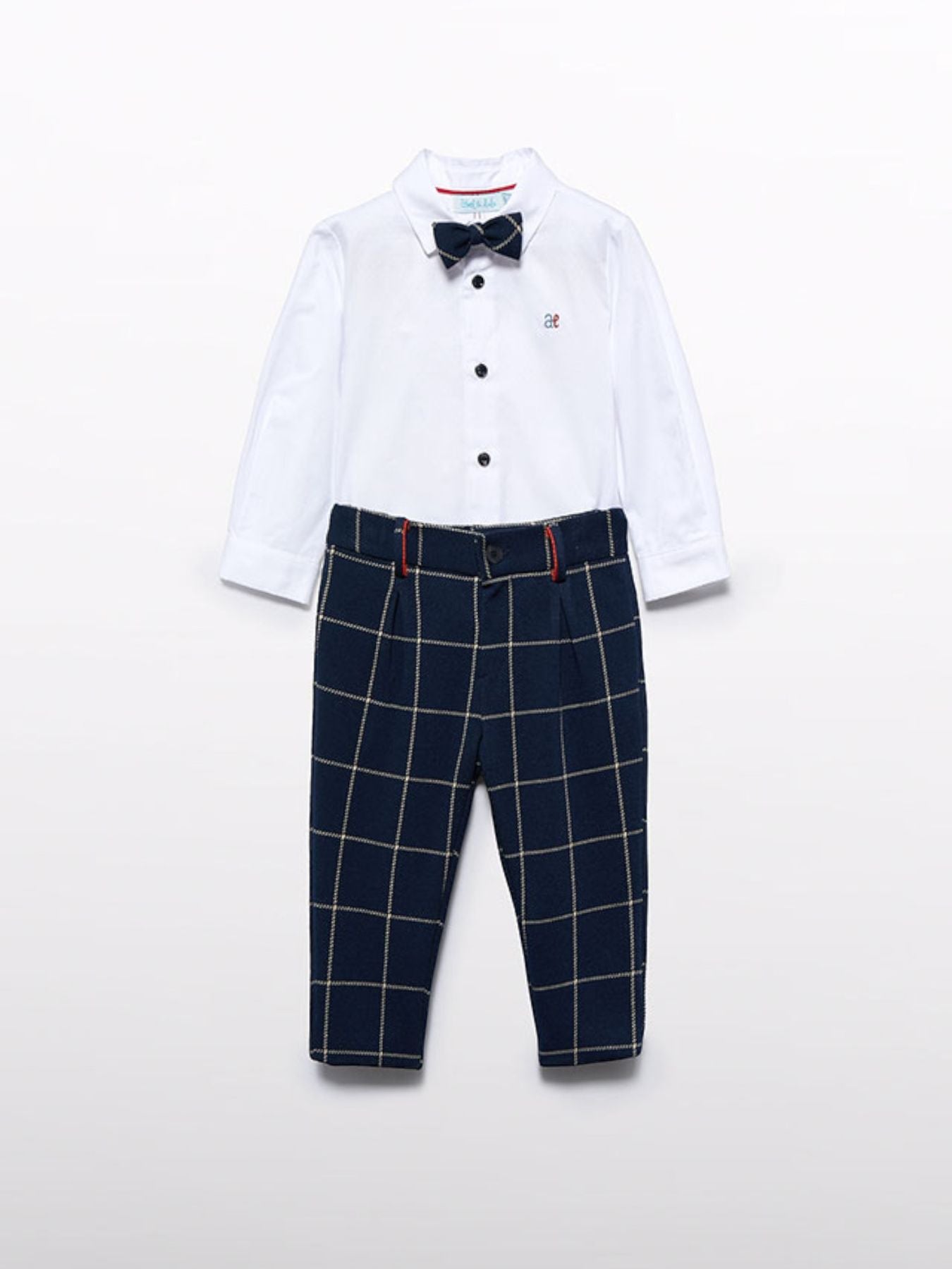 Complete set of checked trousers for boys in blue 5704/B