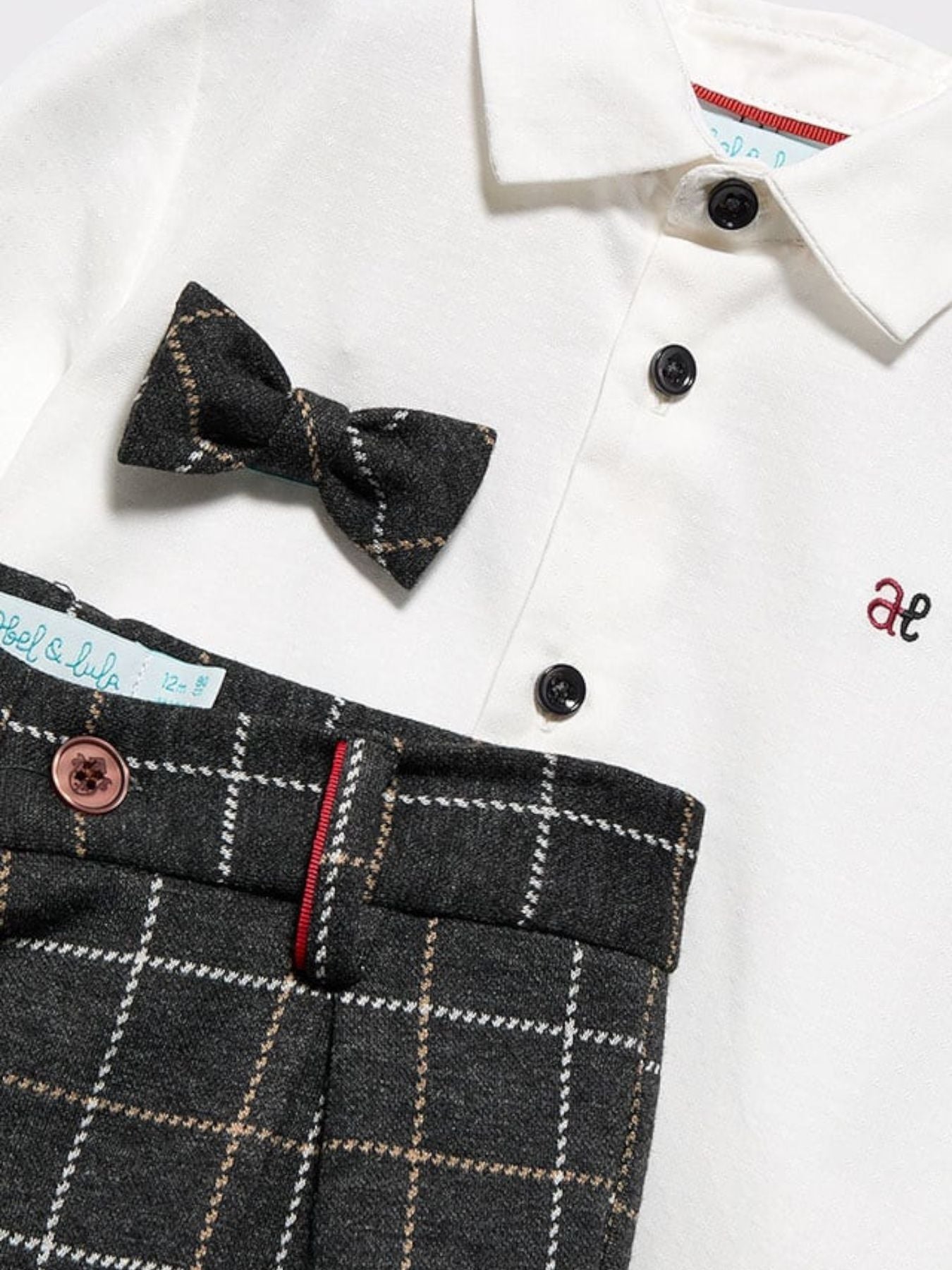 Complete set of checked trousers for boys in grey 5704/G