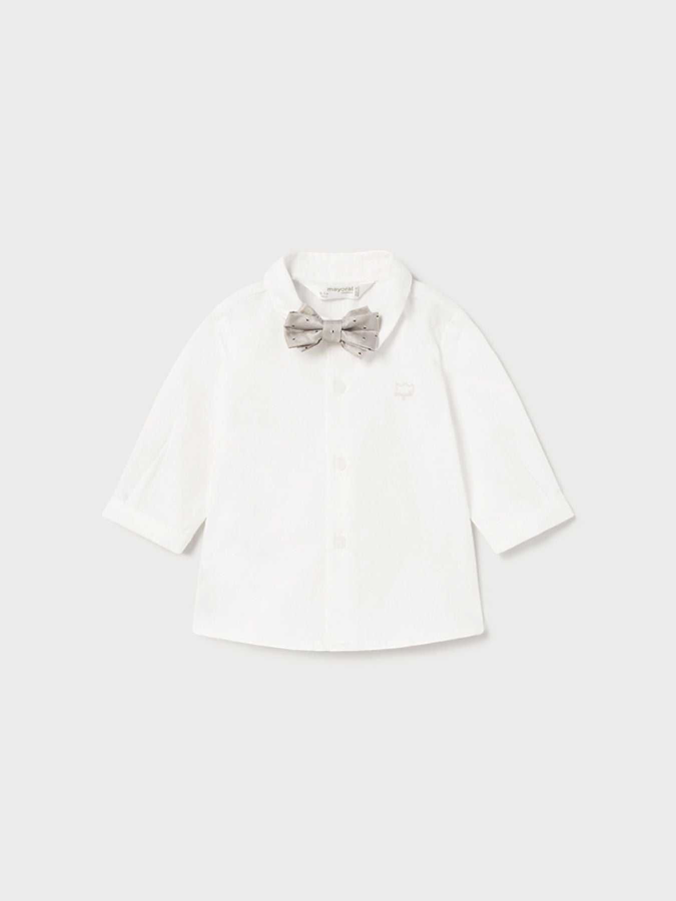 Long-sleeved shirt with bow tie for boys, ecru 1J-2180/E