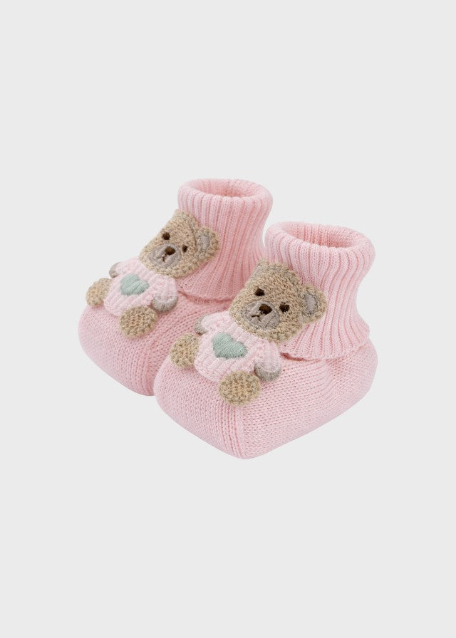 Teddy Slippers with Pink Applique EK60S/R