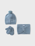 Hat, underwear, and muff set, color SKY 10019/46