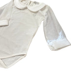 Baby girl's white bodysuit with collar GG43I