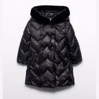 Giaccone lungo trapuntato Bimba Nero 5847/10 -  NANU' BABY