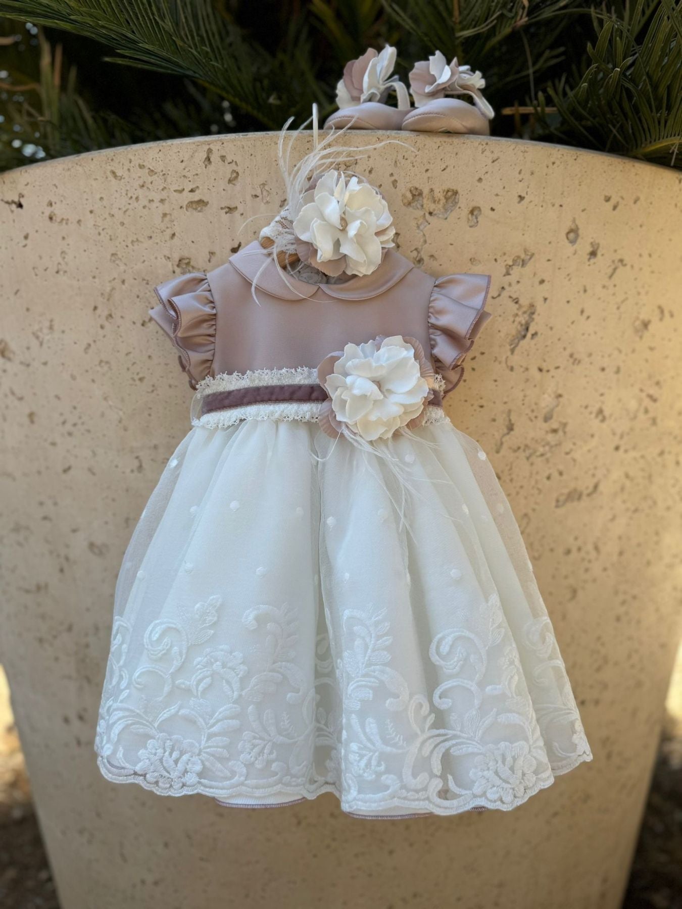 Abito Cerimonia Flower Bimba MARSALA IK319MC corredino e abbigliamento neonato | NANU' BABY