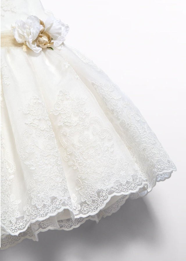 Abito Cerimonia Organza Panna 5037/7 corredino e abbigliamento neonato | NANU' BABY