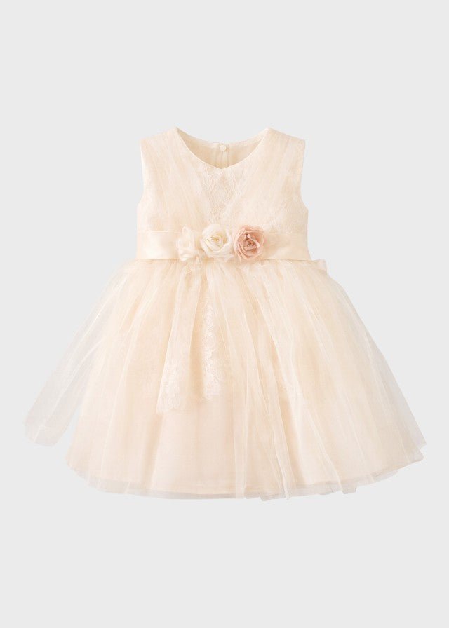 Abito Cerimonia Pizzo Tulle FB072/R corredino e abbigliamento neonato | NANU' BABY