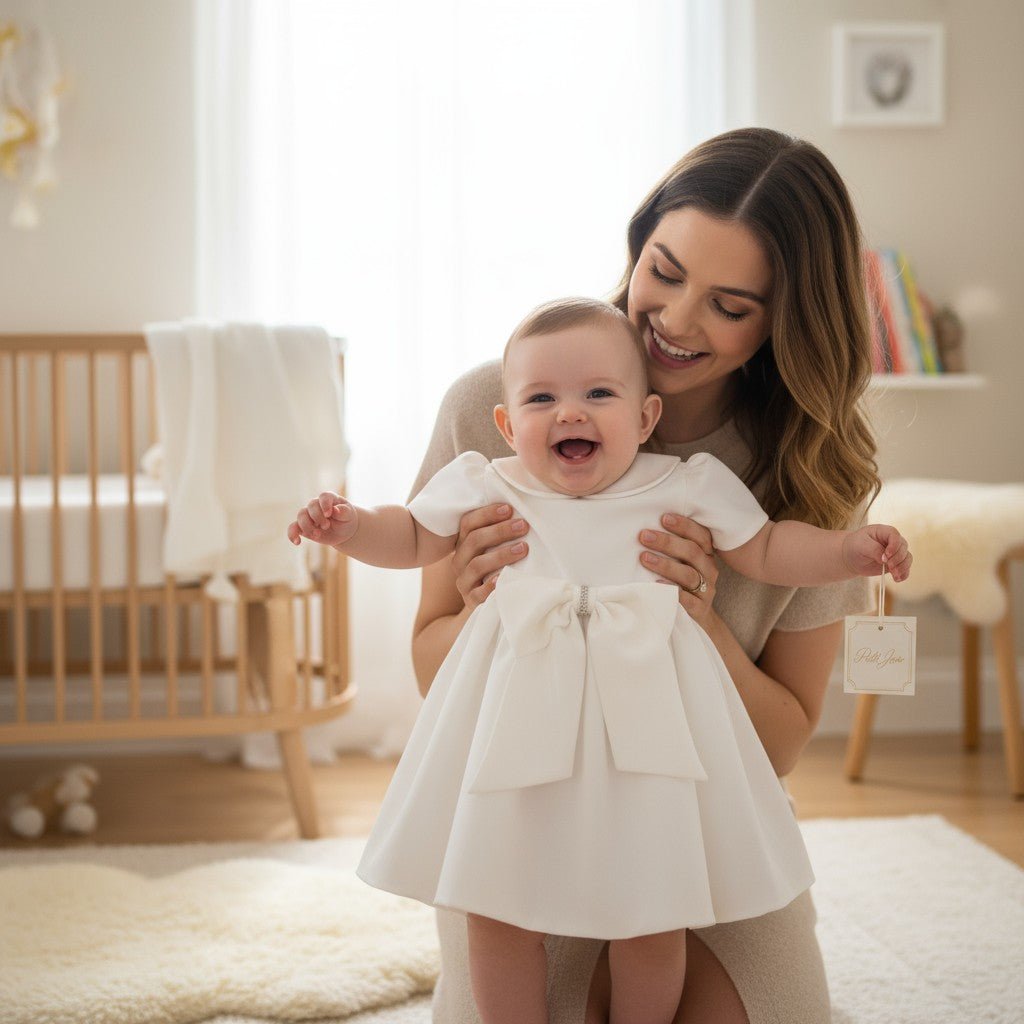 Abito Cerimonia Poliestere Vaniglia IM327MC corredino e abbigliamento neonato | NANU' BABY