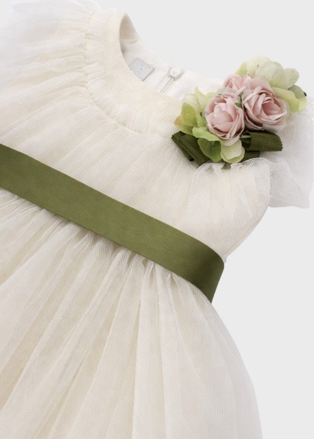 Abito Cerimonia Tulle Bianco FN108470/4662 corredino e abbigliamento neonato | NANU' BABY